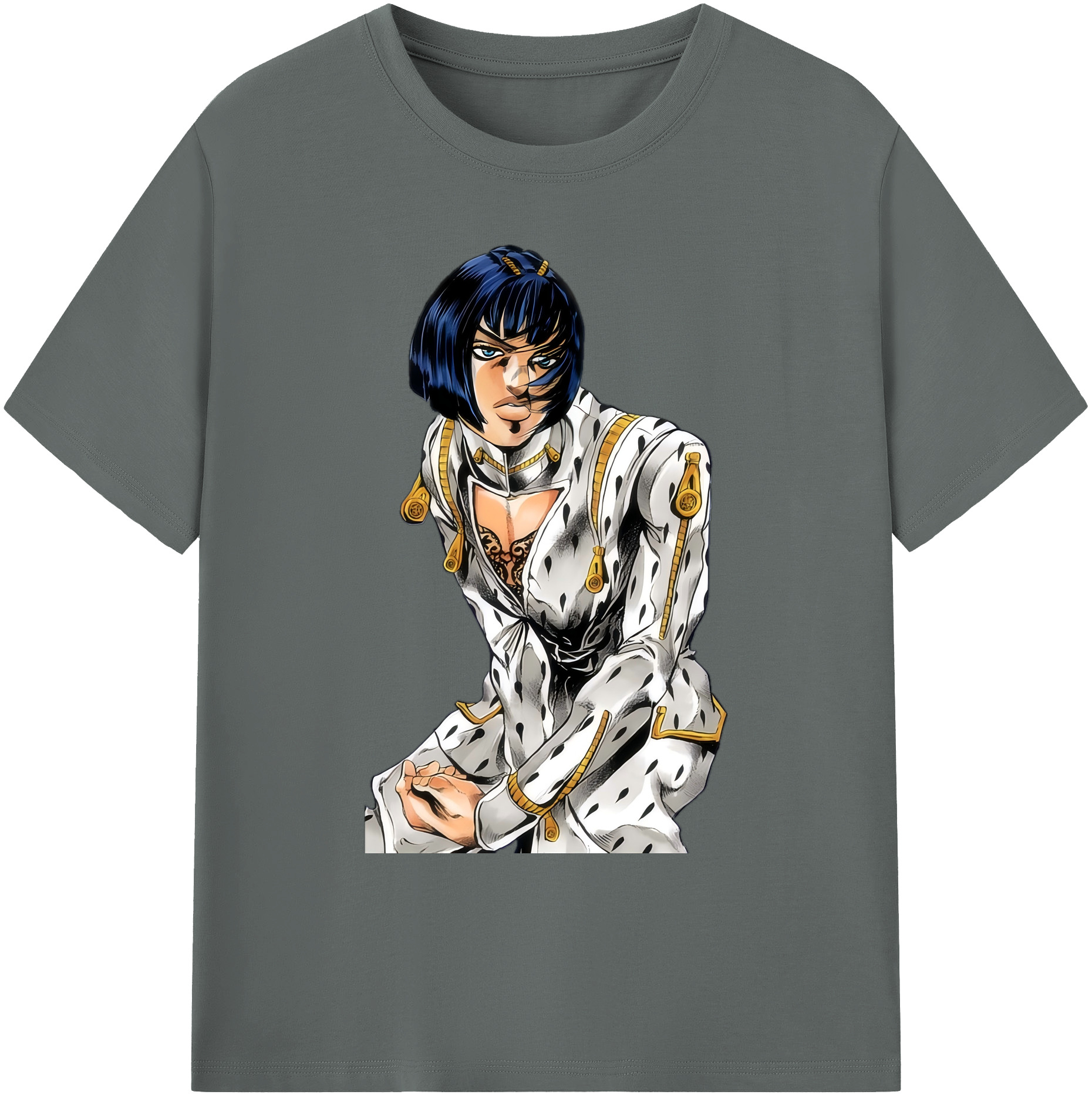 （画像用） ジョジョの奇妙な冒険 ブローノ?ブチャラティ JoJo's Bizarre Adventure Bruno Bucciarati 綿100％ メンズ半袖Tシャツ｜肌触りやわらか＆通気性